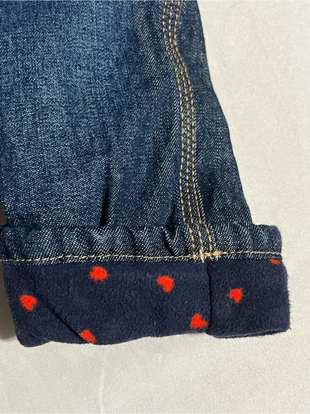 OshKosh B'gosh Dark Blue Denim Overalls with Heart Print Girls Size 9 Months NWT